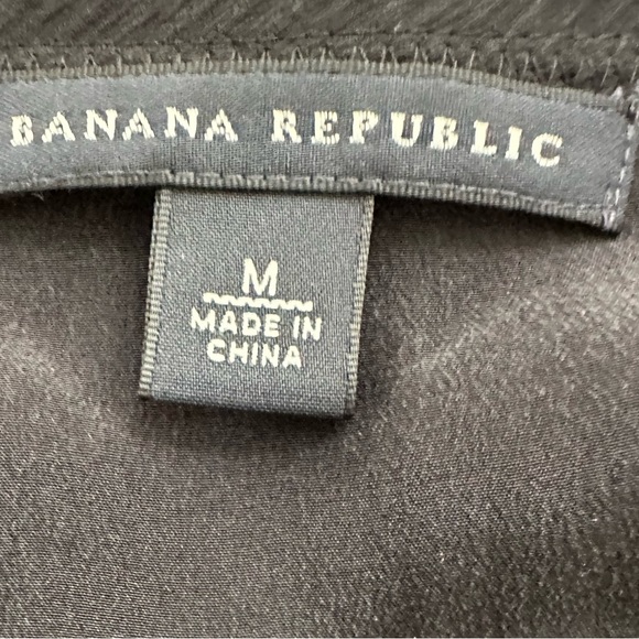 Banana Republic Black Silk Ruffle Elastic Tie Waist Top Blouse Medium - Picture 4 of 9